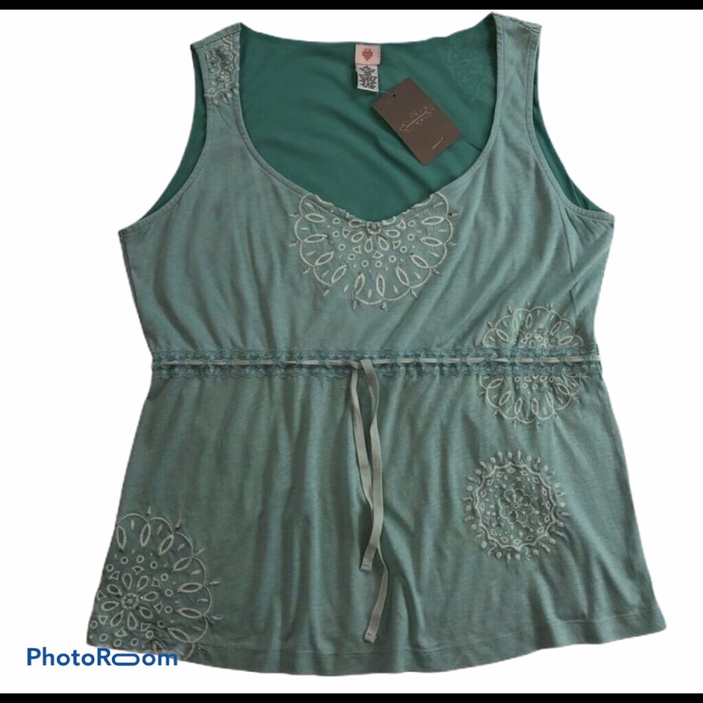 Anthropologie Cross Stitch Heart Womens Blouse L